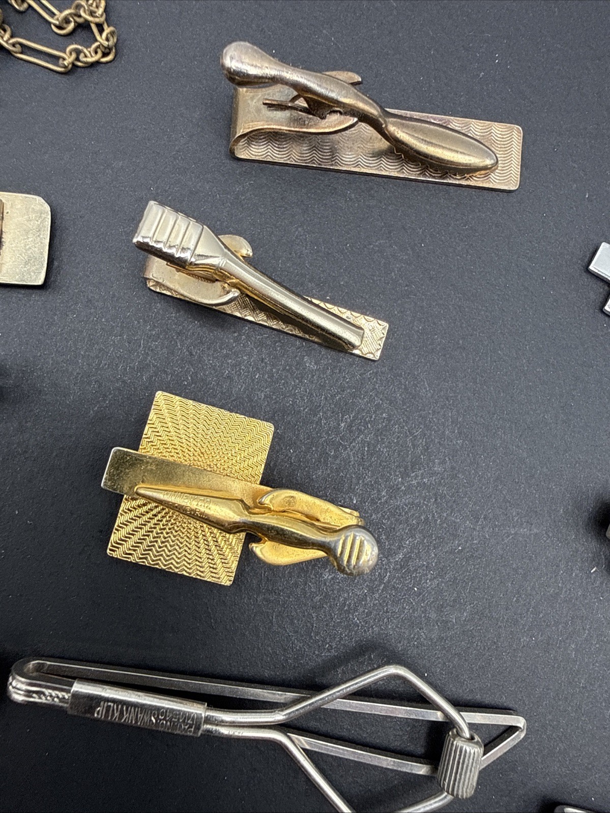Lot Of Tie Clips And Other Vintage Clip Silver Gold Tone J4