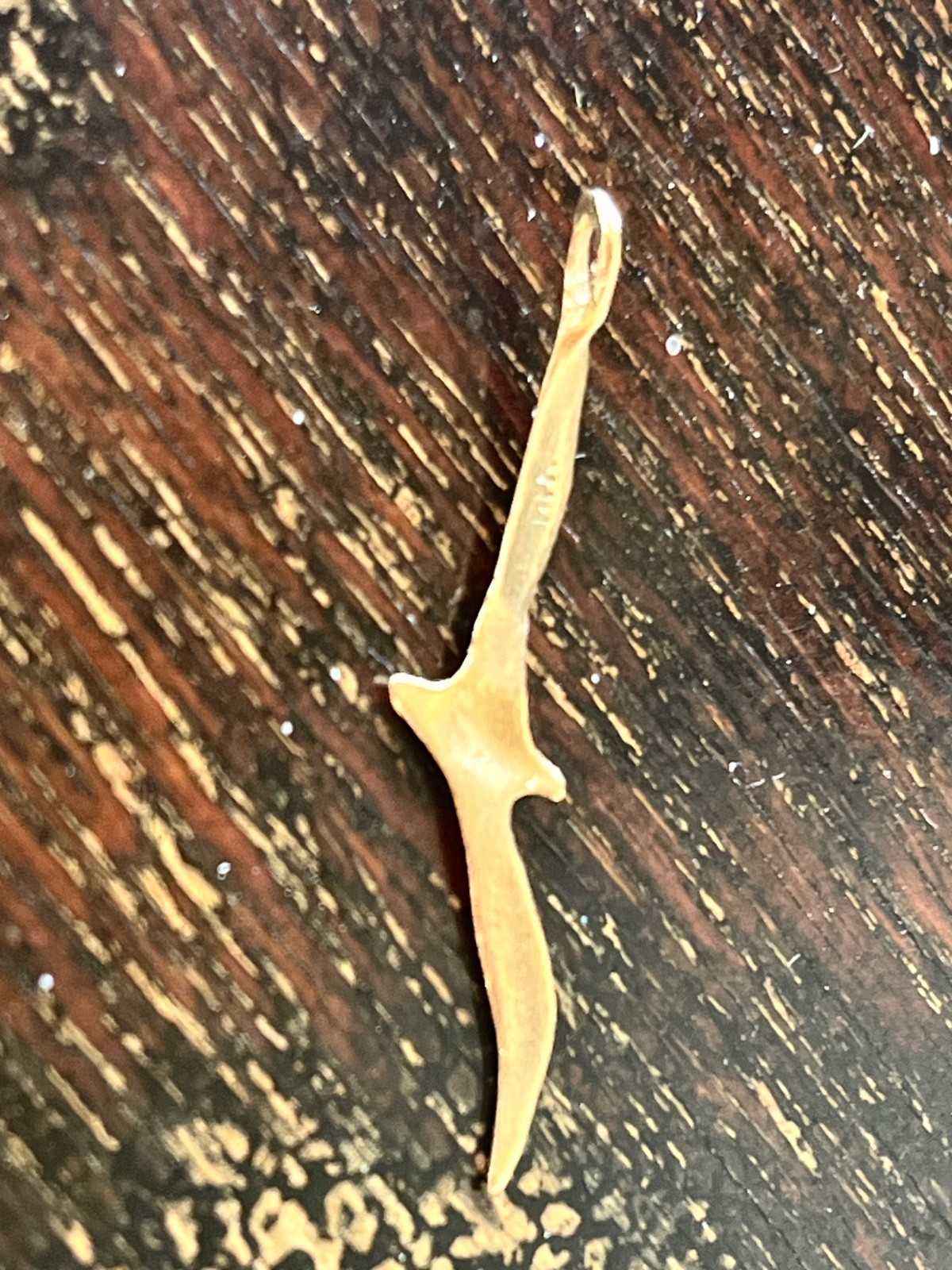 14K Solid Gold Seagull In Flight 40mm x 10mm Pendant Charm 16 inch Necklace