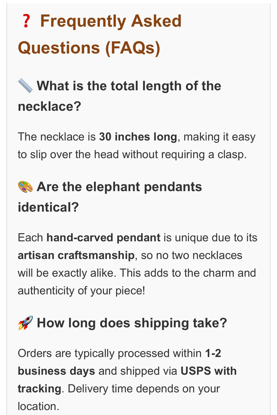 Handcrafted Wooden Elephant Head Necklace with Rasta Accent Beads – 30” Length