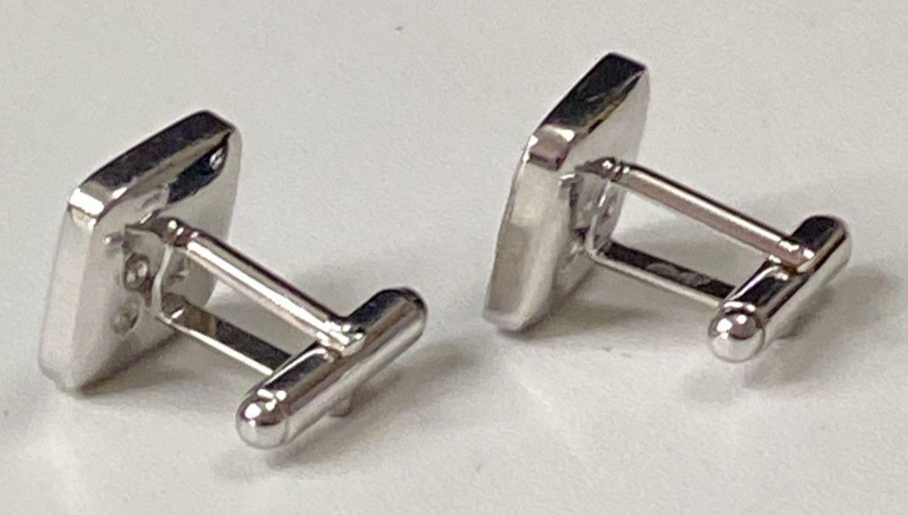 Swarovski Cufflinks Swan Signed Black and Silver Tone Square Crystal 1.5cm