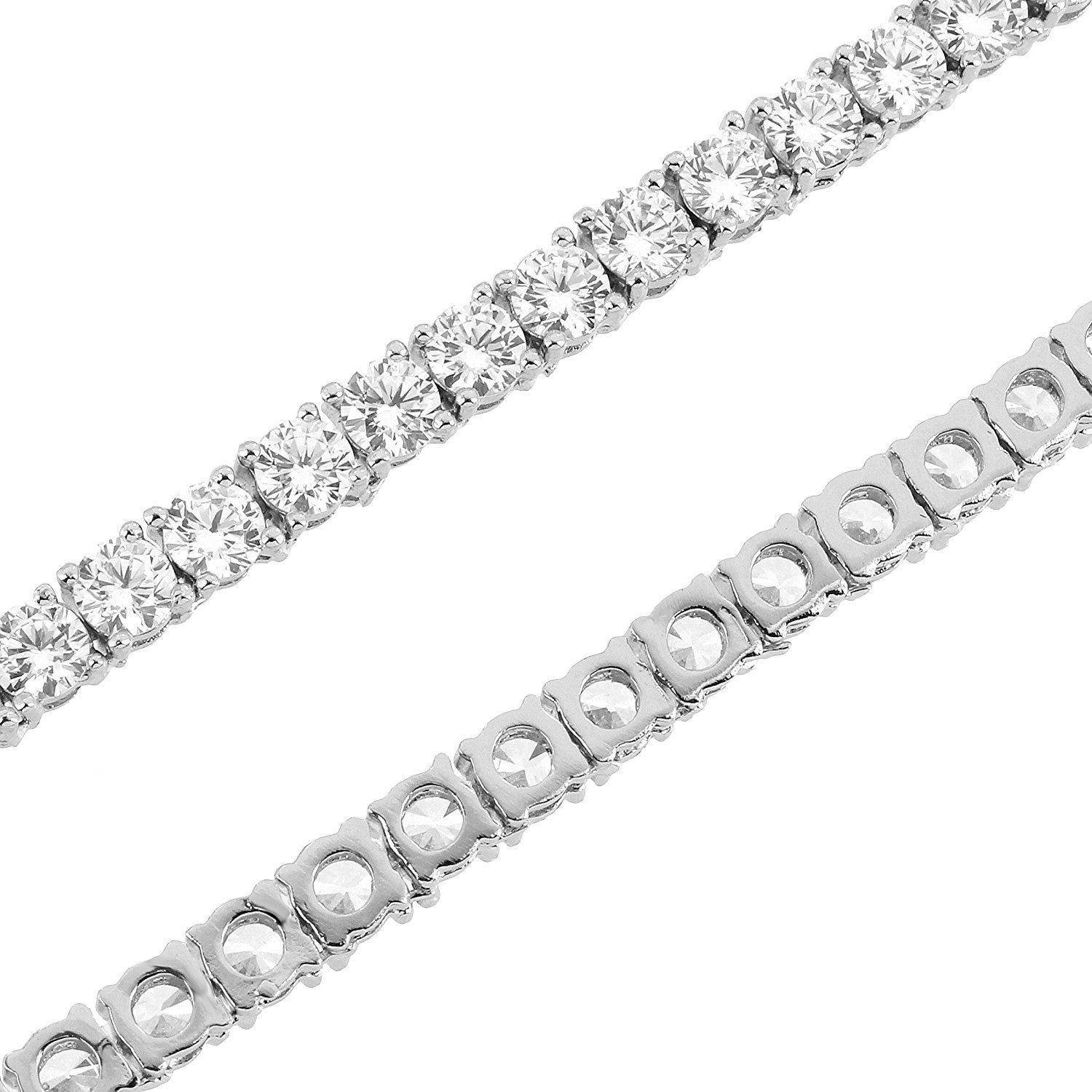 Unisex Tennis Necklace Silver Finish Lab Diamonds 4mm Choker Chain 18 inches