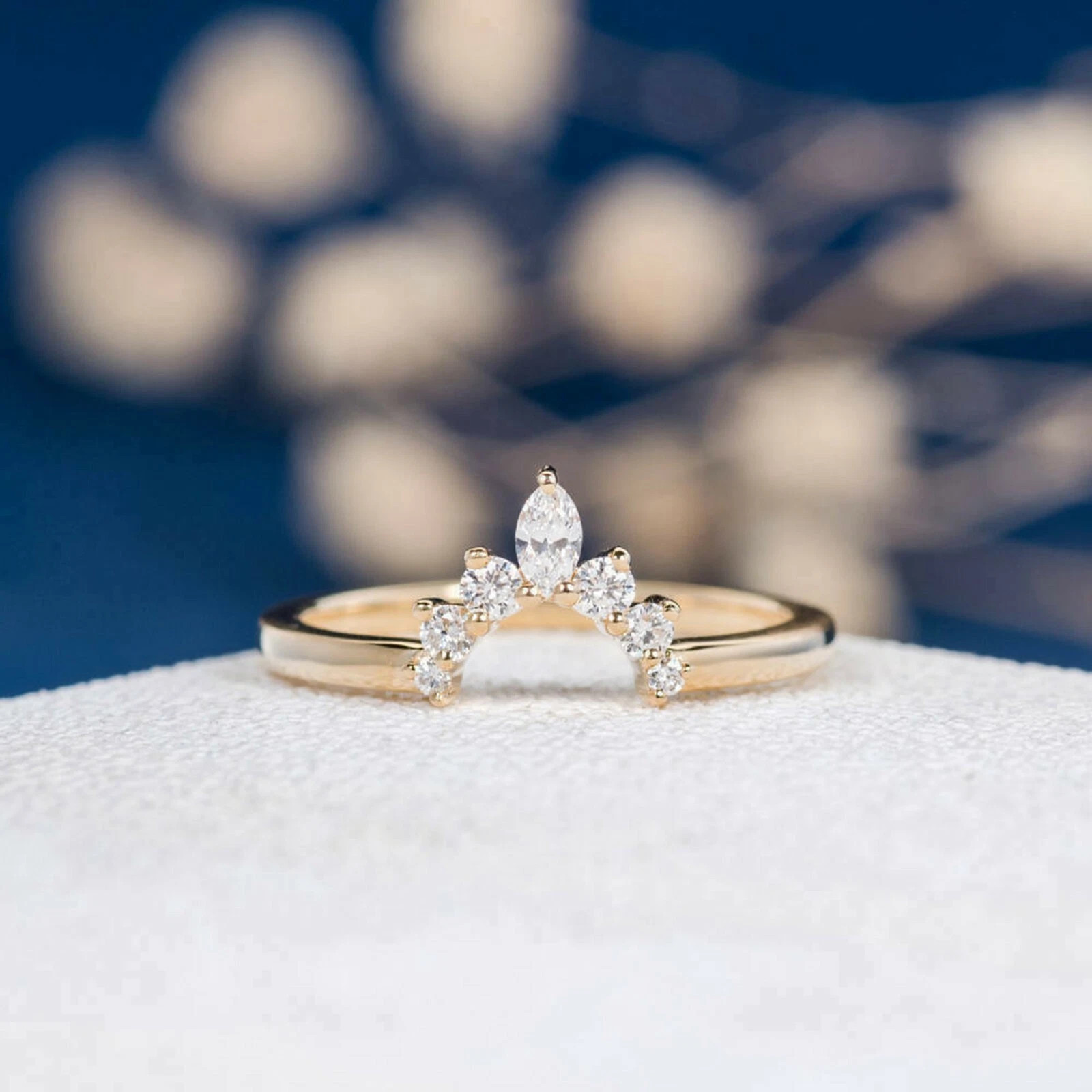 0.20Ct Marquise Lab-Created Diamond Eternity Wedding Ring 14K Yellow Gold Plated