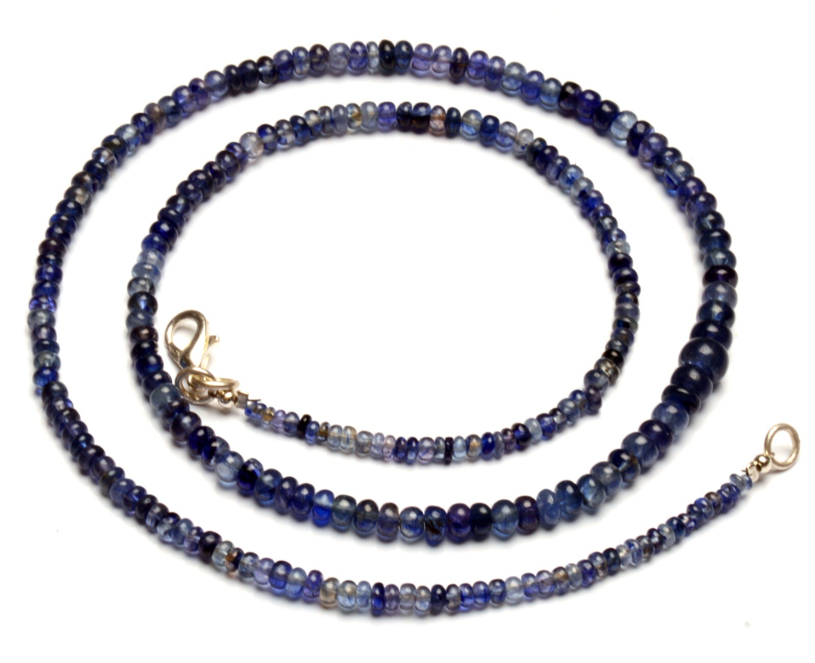 Natural Blue Sapphire Gemstone 3 to 6 mm Size Smooth Rondelle Beads 20″ Necklace
