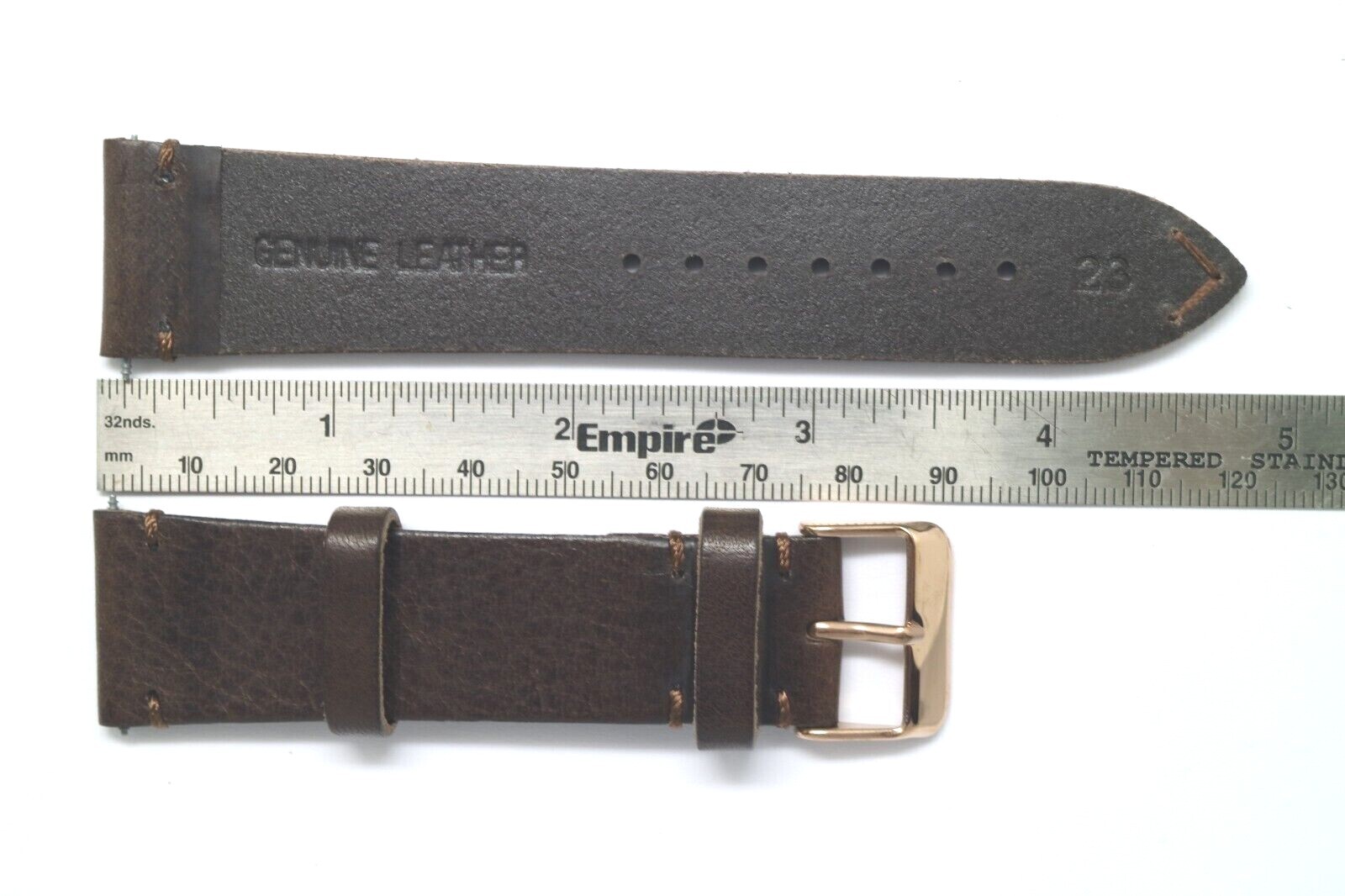 23mm Brown Genuine Leather Classic Style Watch Band Strap Rose Gold Tone Buckle