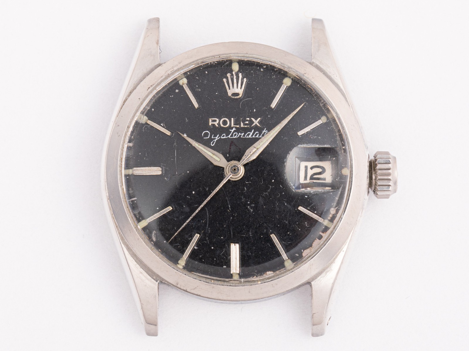 Vintage Rolex Ref. 6466 Oysterdate Steel 30mm Head with Black Dial!