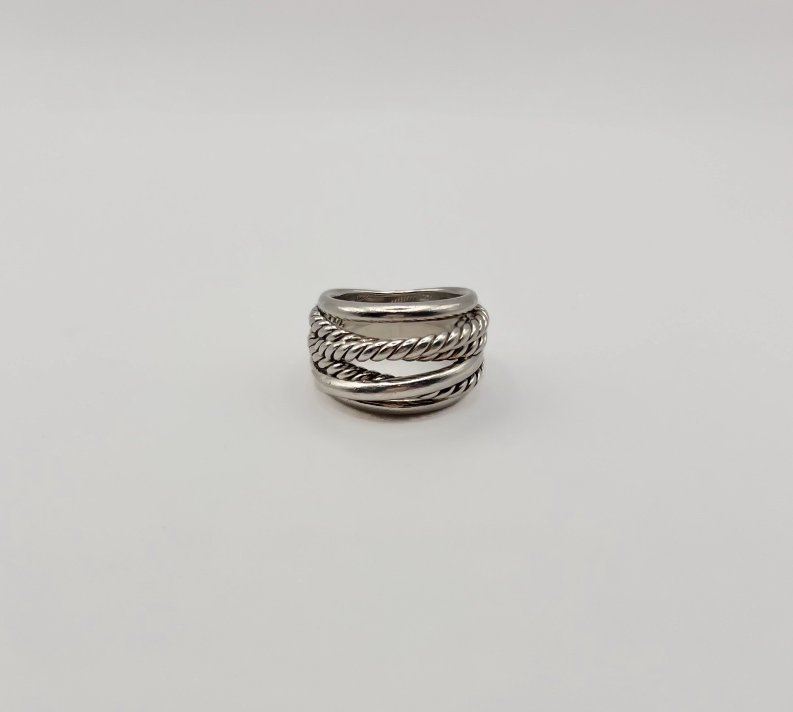 David Yurman Sterling Silver 14.7mm Crossover Ring- Size