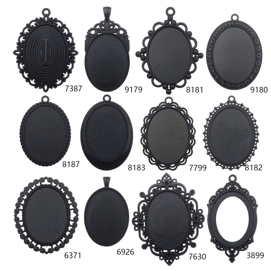 Youdiyla 10pcs 30x40mm Black 30x40mm, Pendant Tray-30x40mm-10pcs
