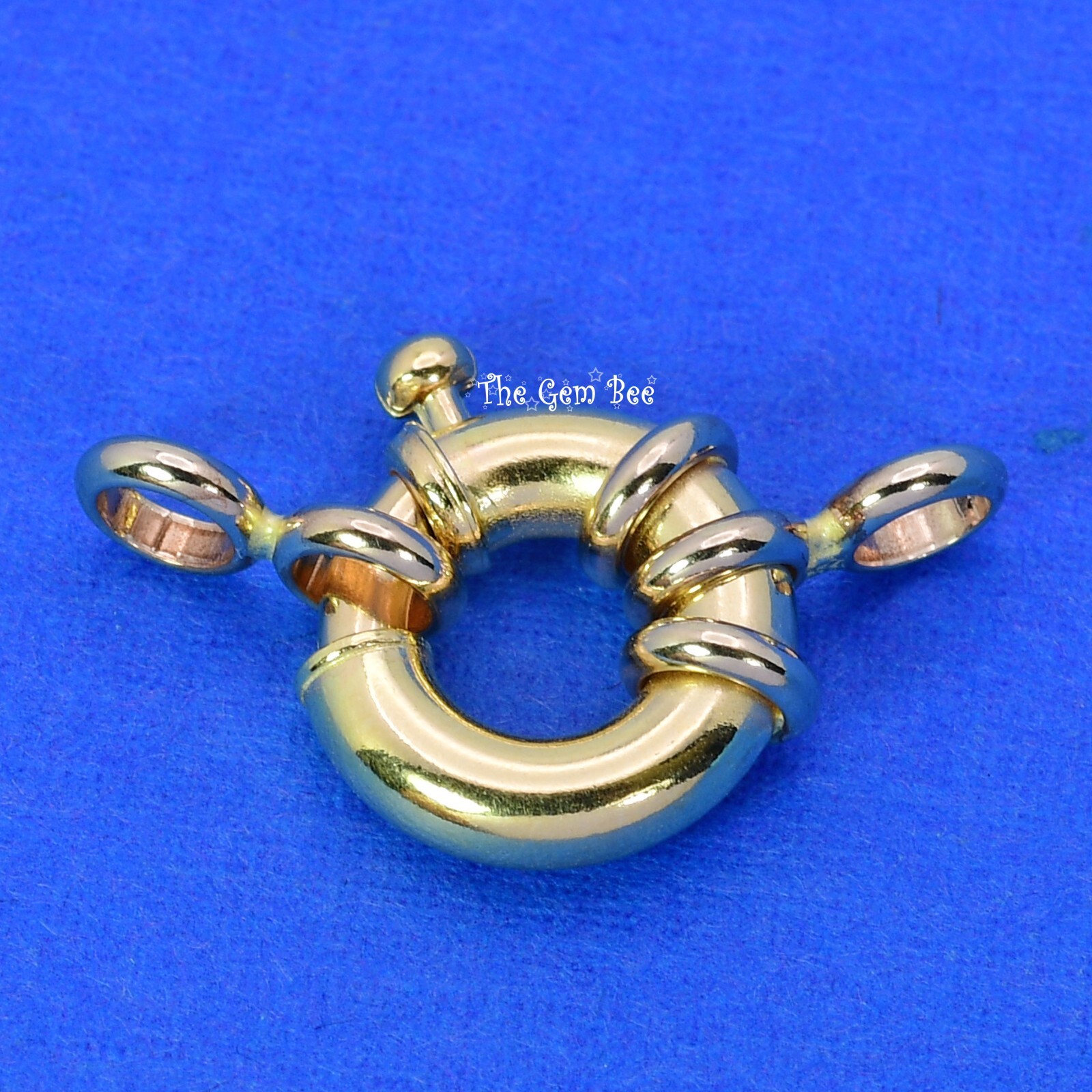 12.9MM 18k Solid Yellow Gold Designer Italy Spring Bolt Ring Sailor’s Clasp