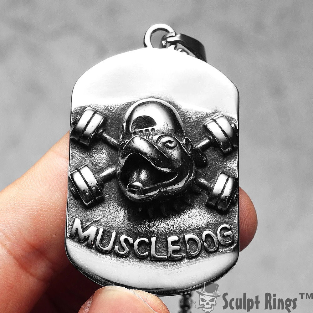 Sculpt Rings™ 316L Stainless Steel Bulldog Pendant | Available with 60cm Chain