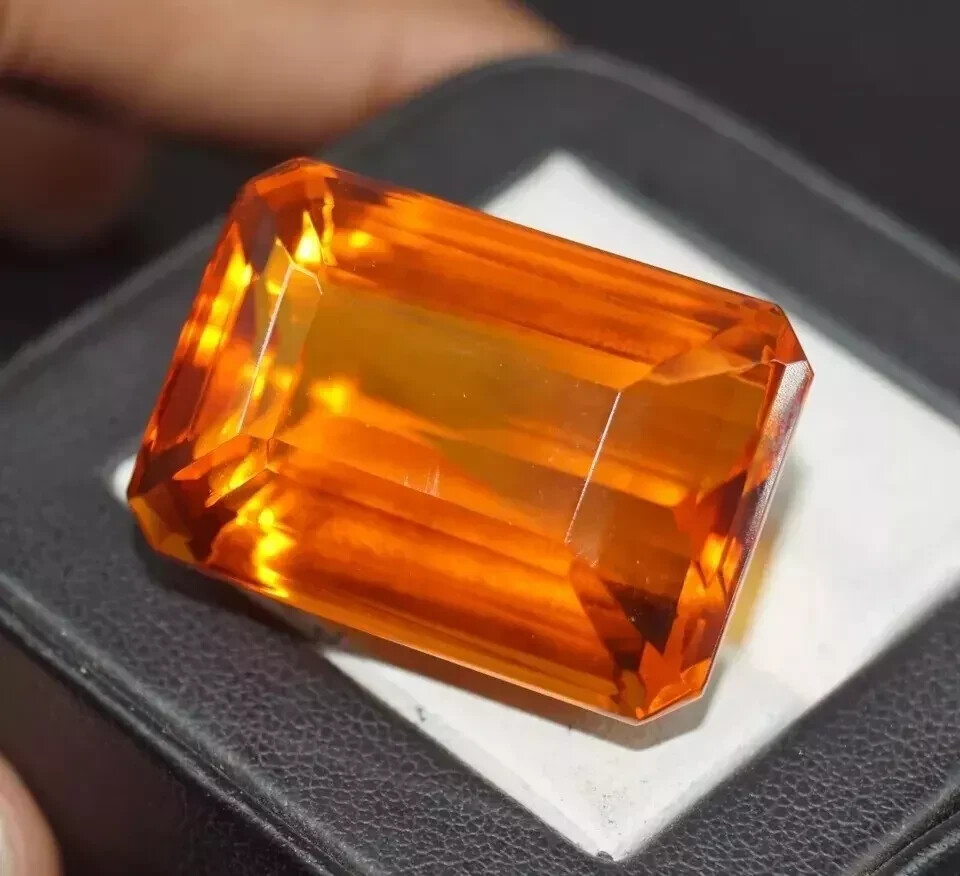Emerald Cut Brazilian Natural Topaz 80.85 Ct EGL Certified Orange Loose Gemstone
