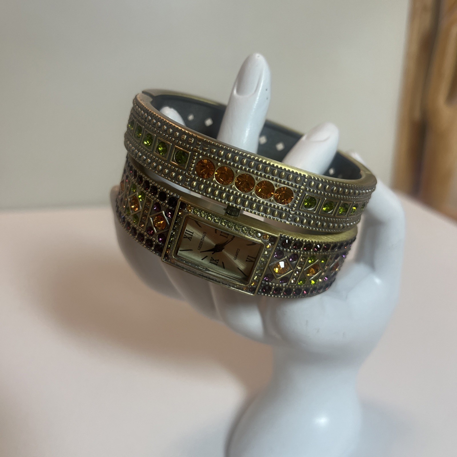 Heidi Daus “Double Trouble” Crystal Bangle and Watch Set NIB