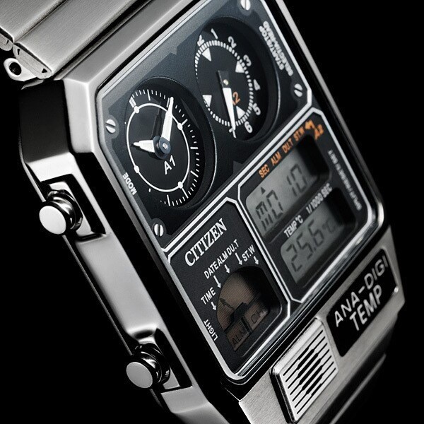 Citizen JG2101-78E Ana-Digi Temp Retro Analog Digital Watch JDM Japan