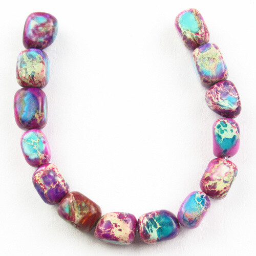 14Pcs/Set Blue Purple Sea Sediment Jasper Oblong Pendant Bead FS00730