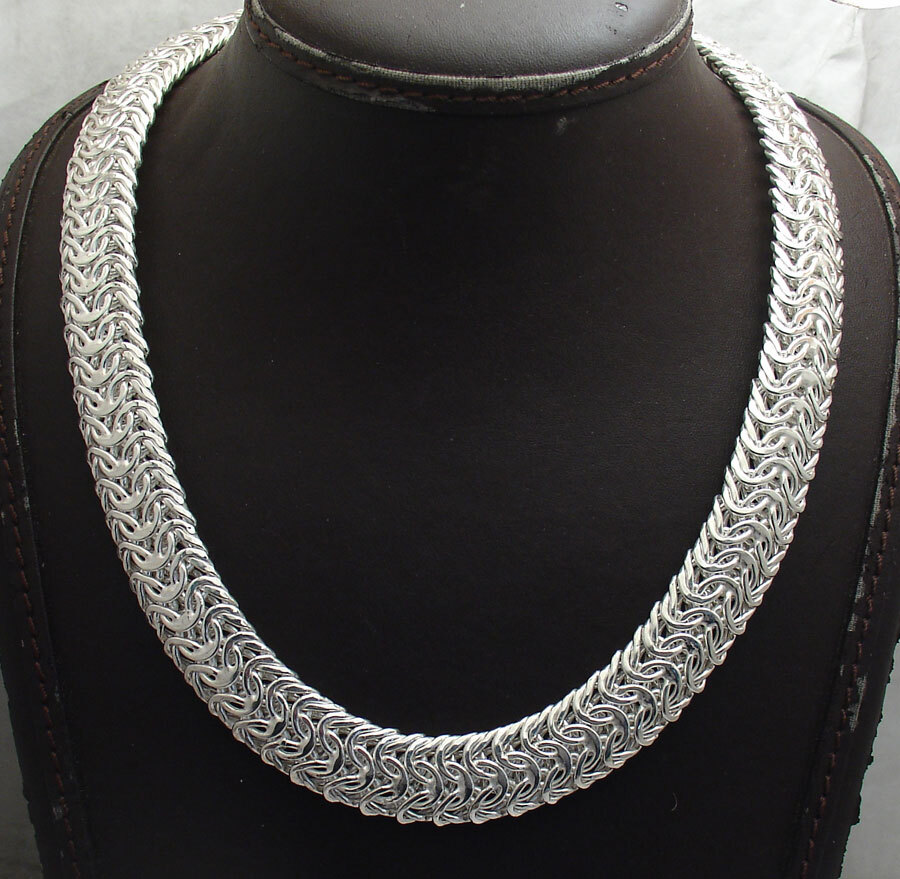 Bold Mirror Domed Byzantine Chain Necklace Real Sterling Silver QVC 18″ 20″