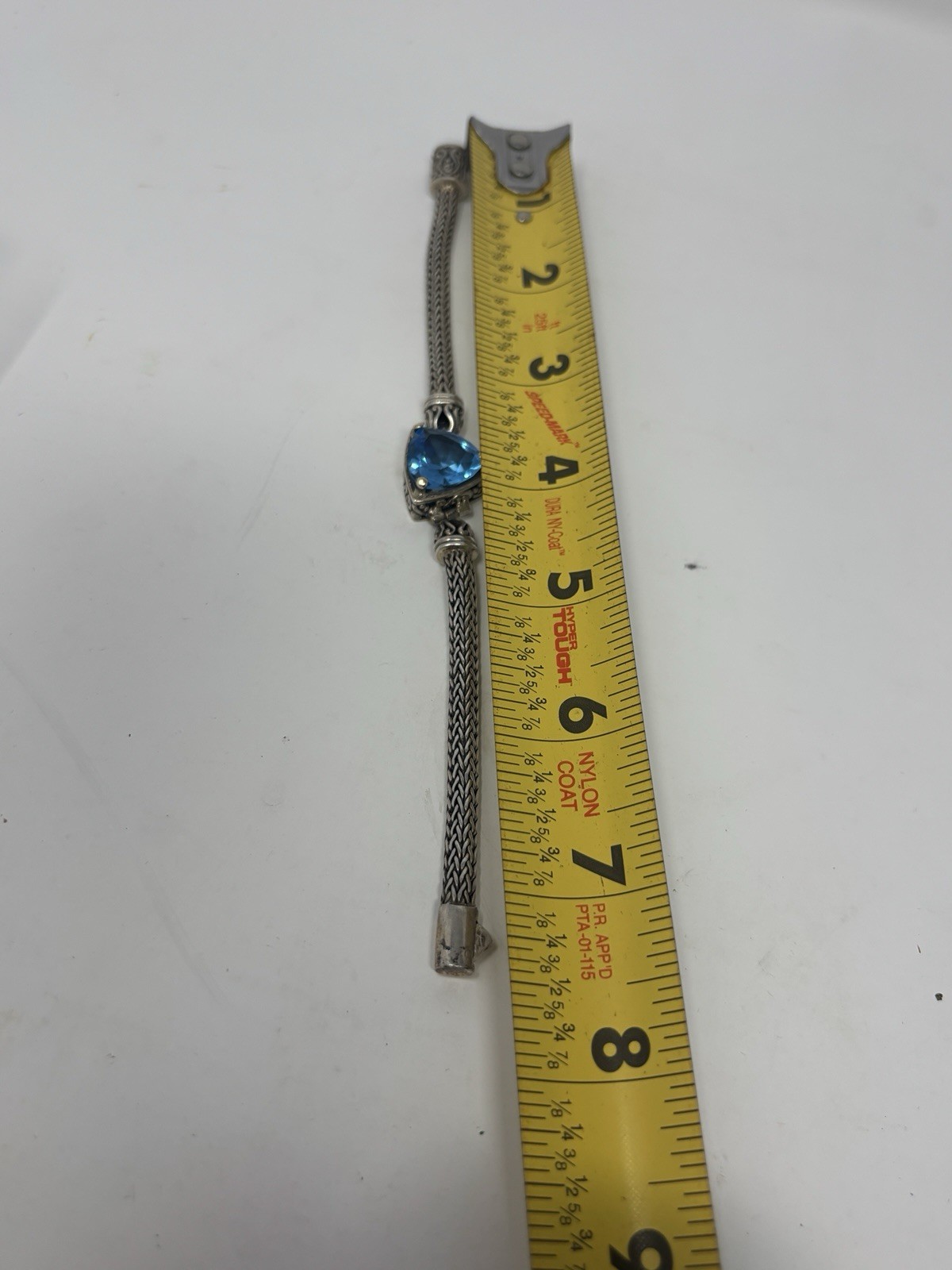Vtg David Schorr Sterling Silver 18K Gold Blue Topaz Woven Wheat Bracelet 7.5”
