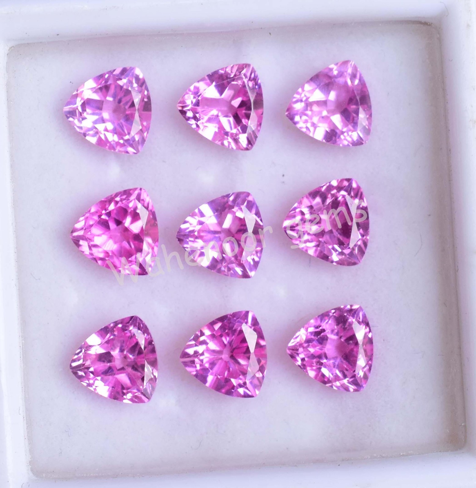 9 Pcs Natural Pink Mogok Ruby 6.90 MM Trillion Certified Loose Gemstone