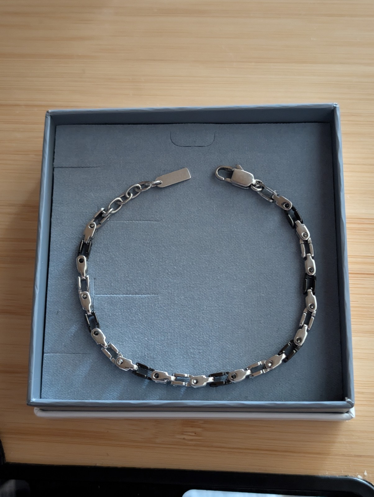 Men’s 2 Jewels Stainless Steel Bracelet 18.5-21.5cm 316L Steel and PVC Stainless Steel