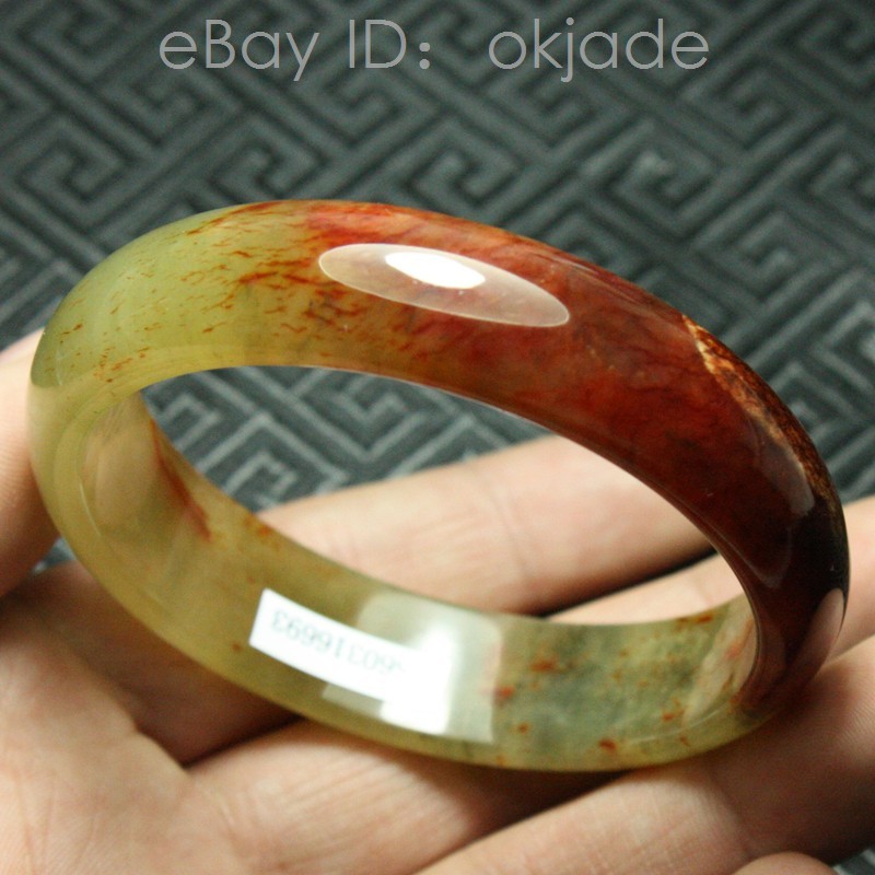 61mm Certified Beautiful Natural Grade A Red White Xiu Jade Bangle Bracelet 536