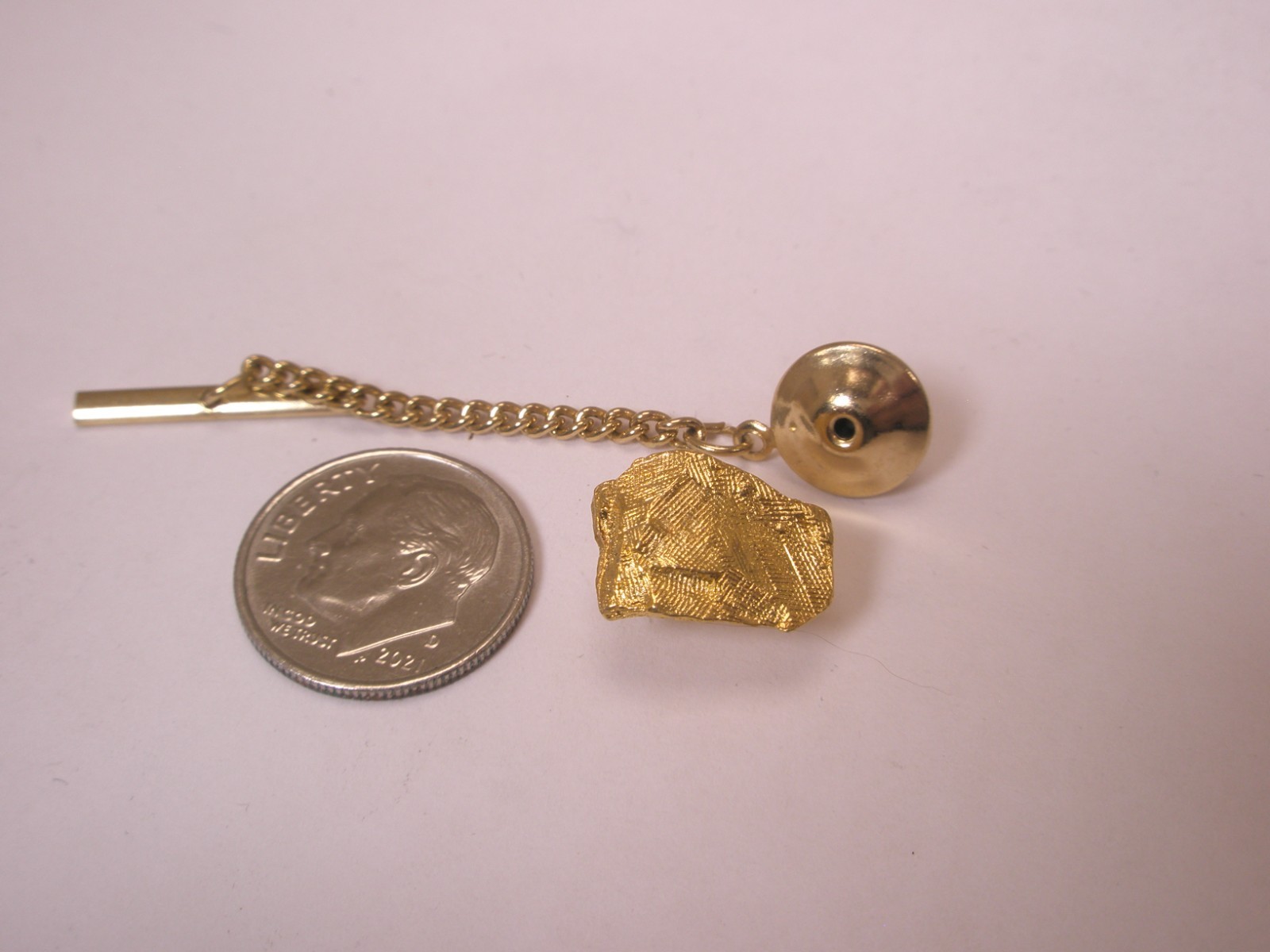Faux Gold Nugget Vintage Tie Tack Lapel Pin f01