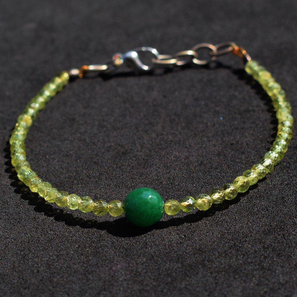 24.00 Cts Peridot & Emerald Faceted Round Shape Shape Beads Bracelet SK 36 E474
