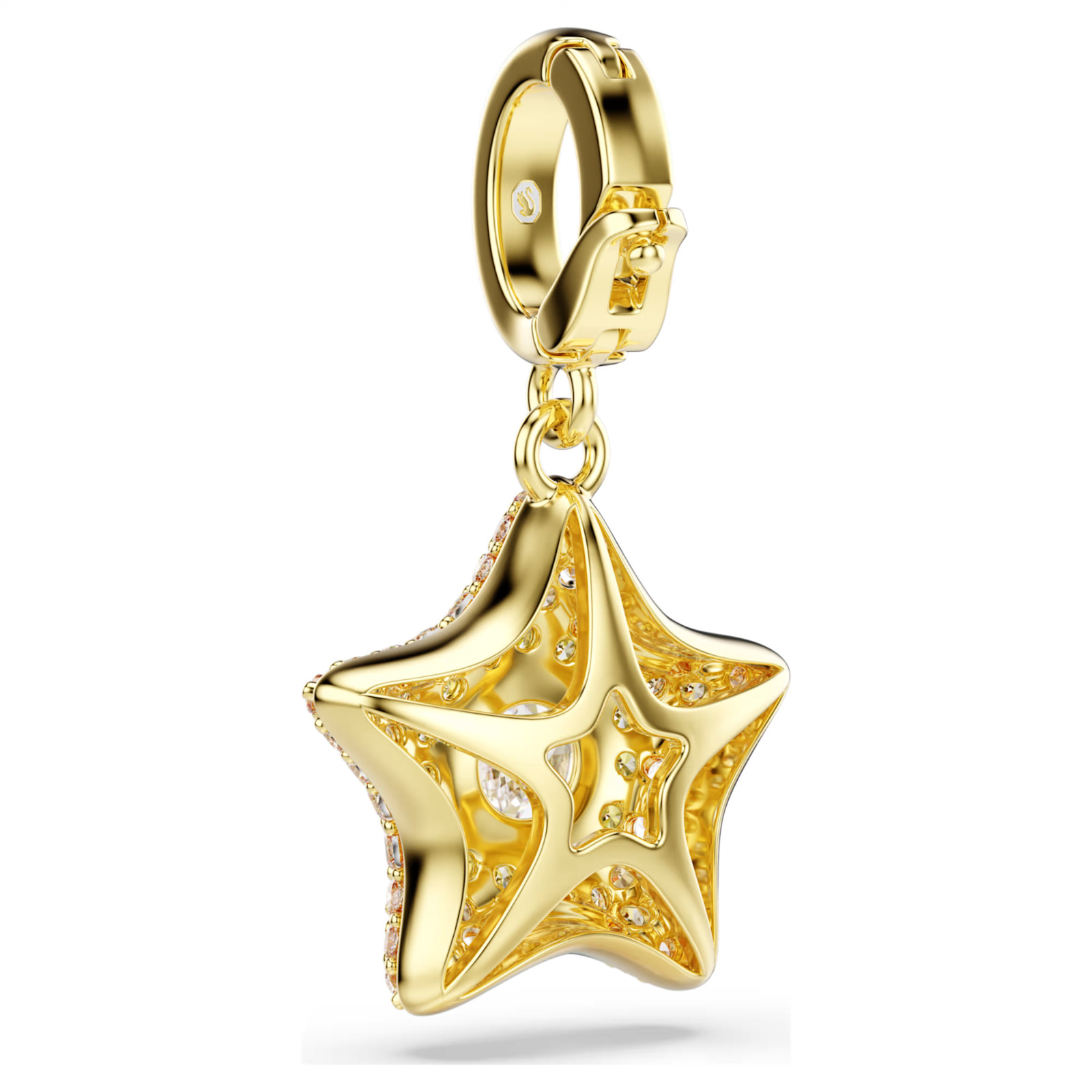 Swarovski Sublima charm Round cut, Star, Yellow, 18K gold plated 5755514