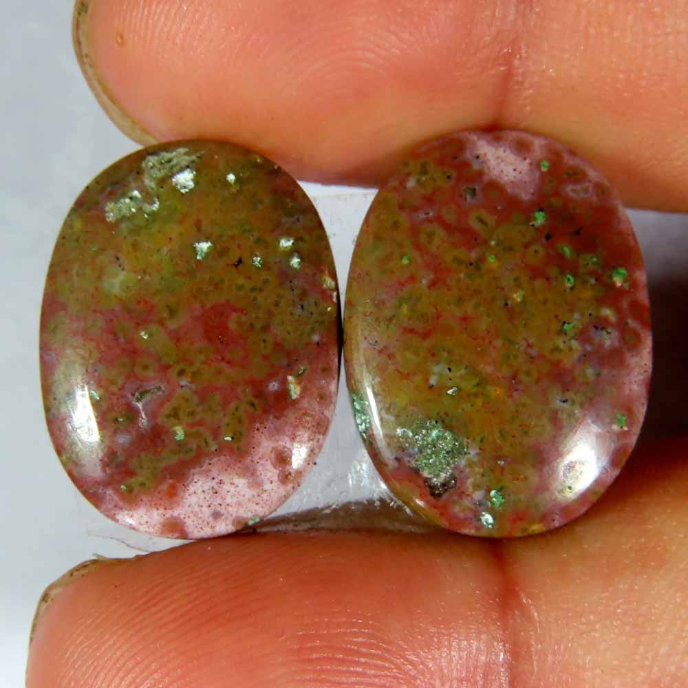 23.10Cts 100%Natural Ocean Jasper Oval Pair Cabochon 15x20x5mm loose Gemstone