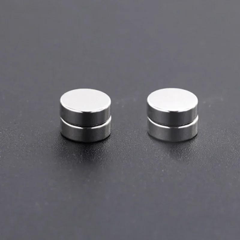 1/3pairs 6mm Crystal Magnetic No-pierce Stainless Steel Stud Earrings for Men Pu