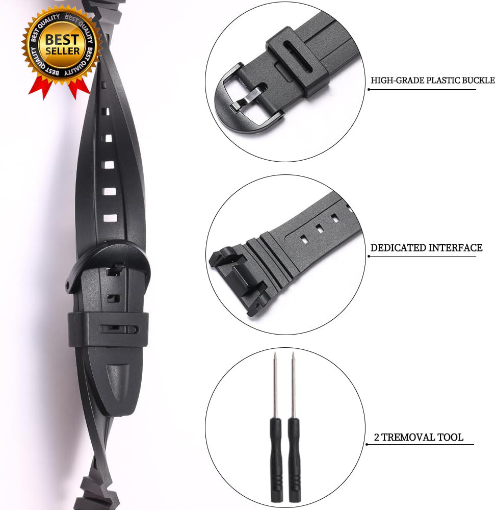 Replacement Watch Strap Band Compatible with Casio Men’S W-96H W96H-1BV Sport Wa
