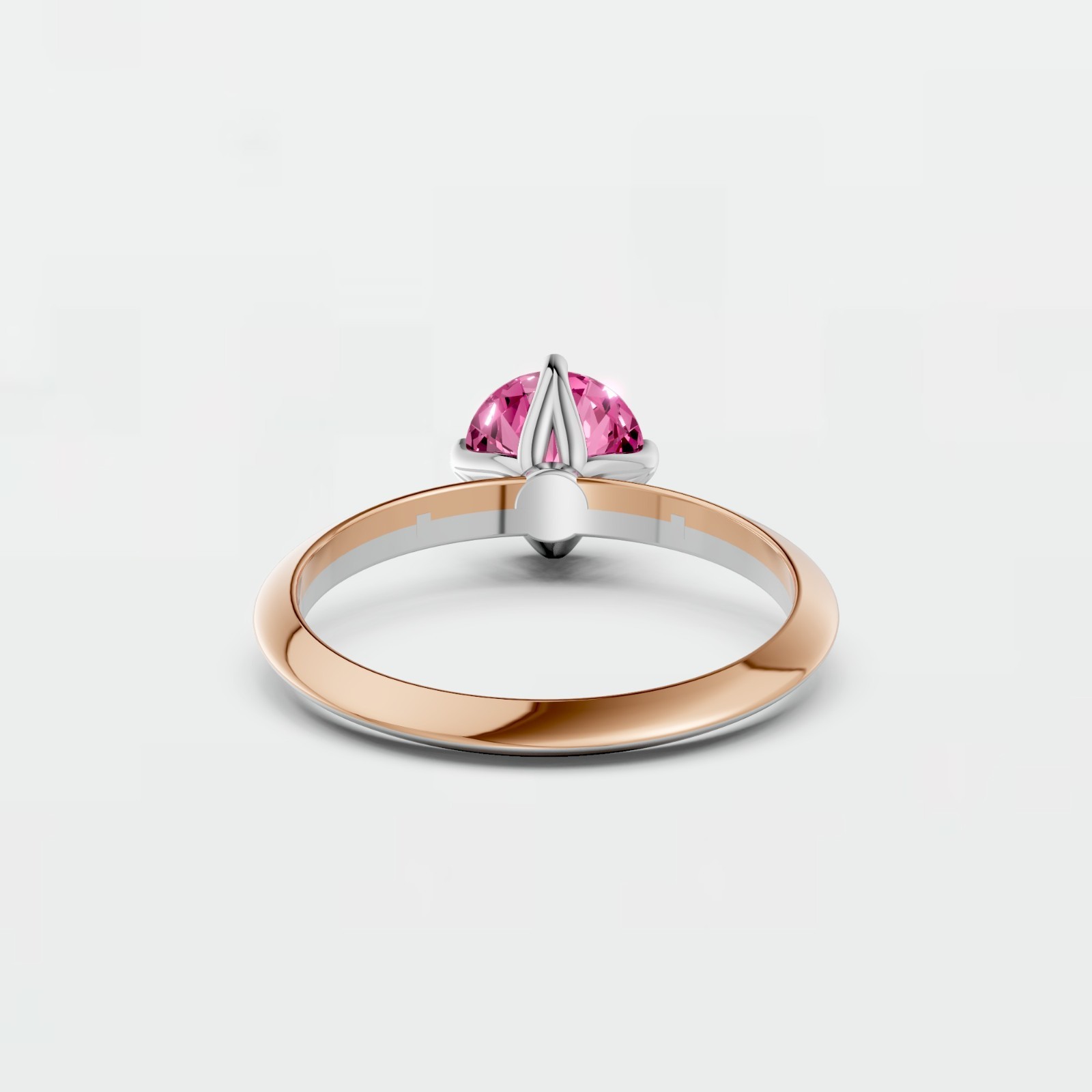Fancy Pink Round Lab Grown Diamond Prong Basket Set Solitaire Engagement Ring