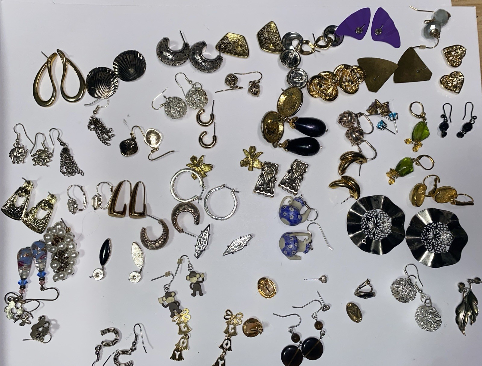 48 Pairs Pierced Earrings Various Types Colors