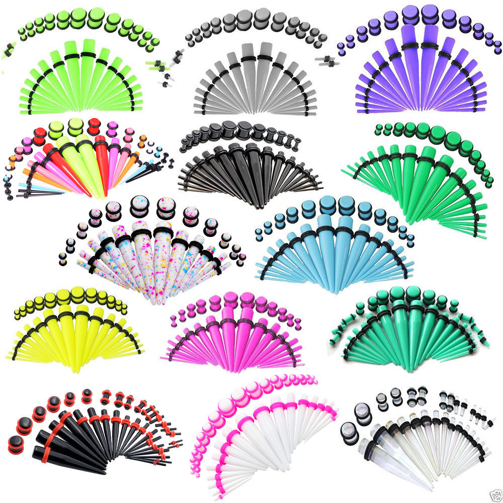 36Pcs Ear Gauge Taper Stretching Kit Ear Plugs Tunnels Expander Piercing 14G-00G