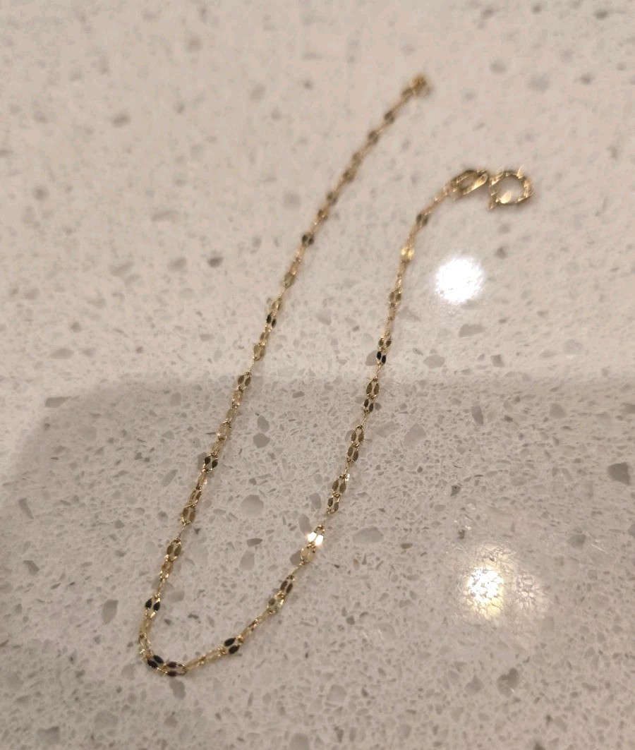 6″ Solid 10k Gold Mirror Link Dainty 1.3mm Thin Bracelet ✨️