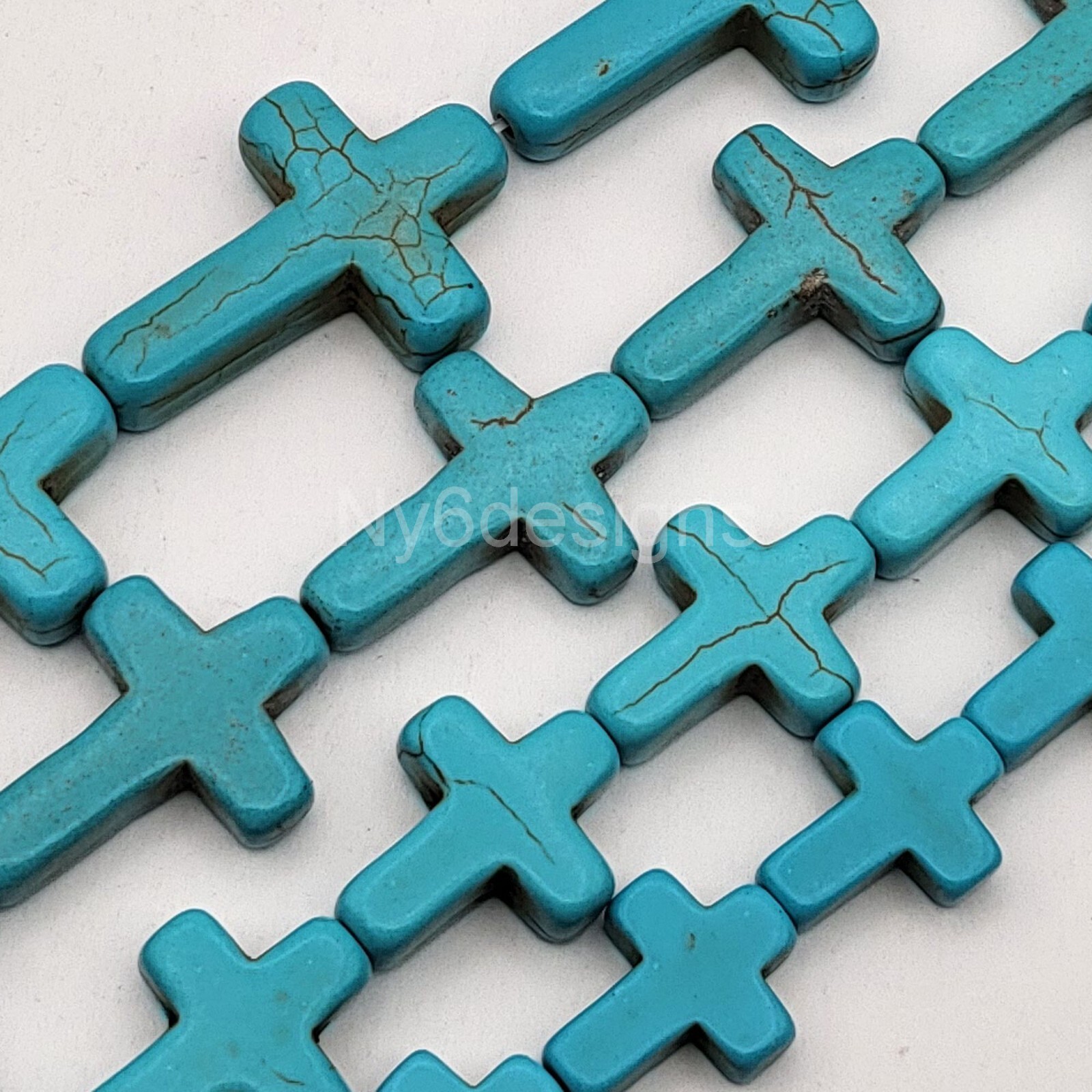 Wholesale Turquoise Howlite Magnesite Cross Loose Beads 15″ strand Free Shipping
