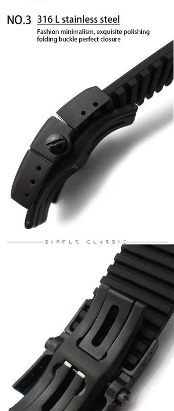 22 25mm Silicone Watch Band Strap For Ulysse Nardin DIVER 263 Bracelet