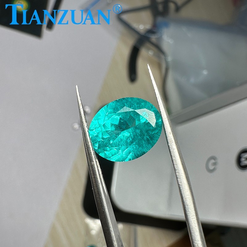 Synthetic YAG Oval Shape Neon Paraiba Color with inclusions loose Gemstones