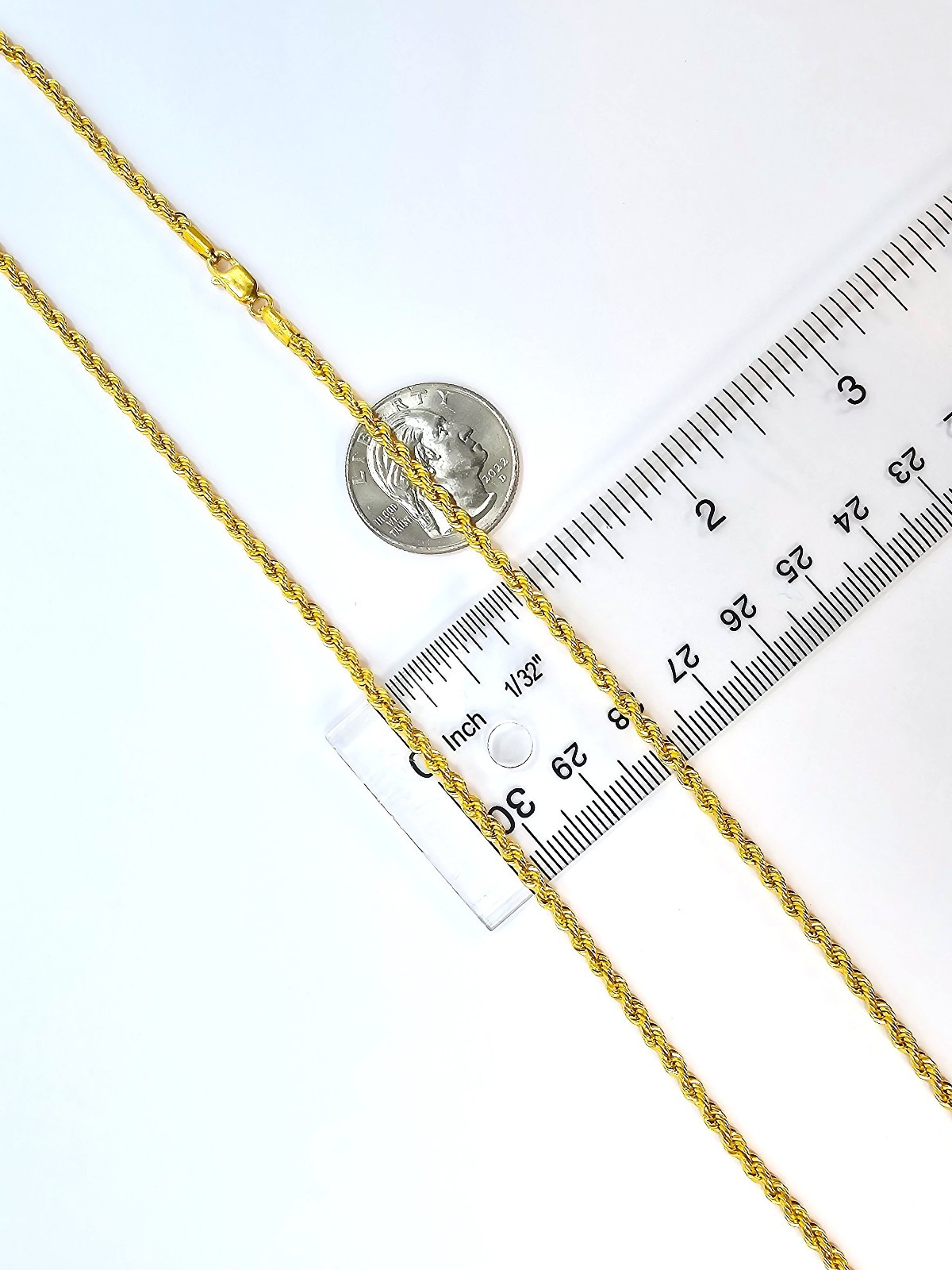 22K Gold Rope Chain Necklace 20.3 inch 2.8 mm Hollow Genuine Hallmarked 916