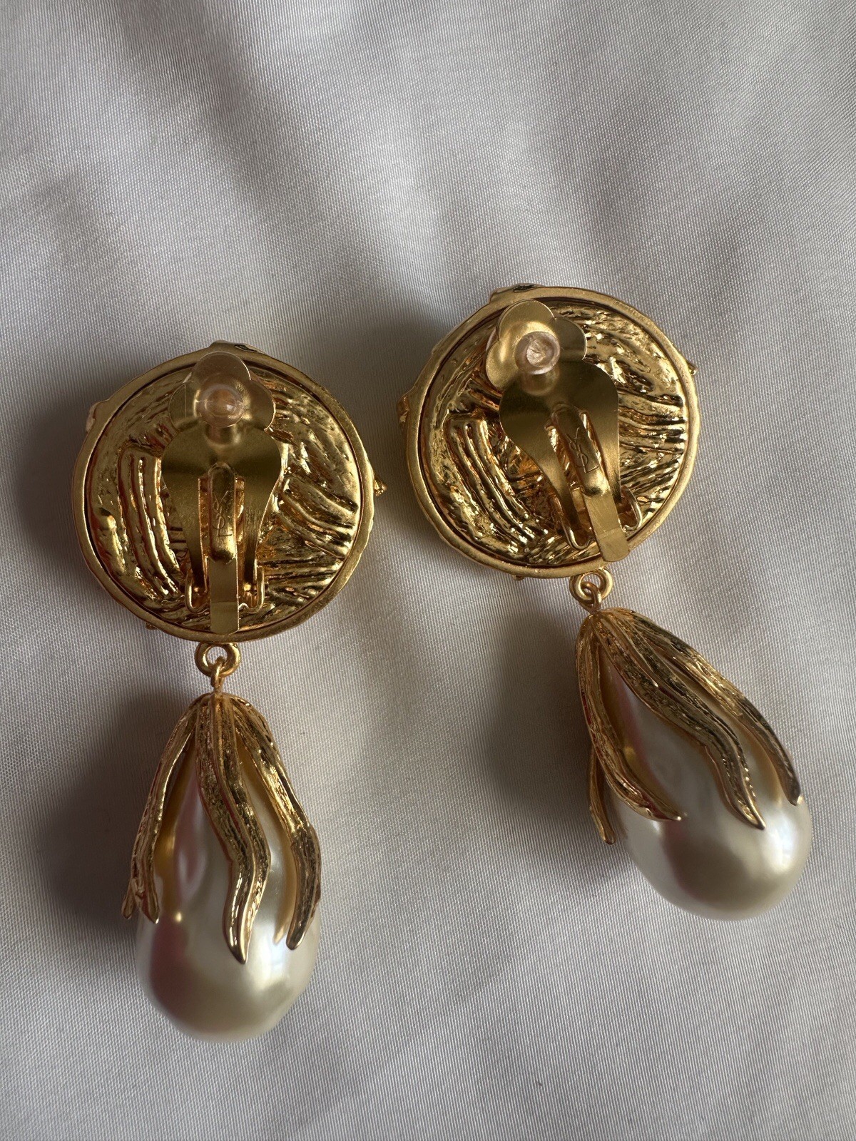 Vintage YVES SAINT LAURENT Ysl by Robert Goossens Ornate Pearl Drop Earrings