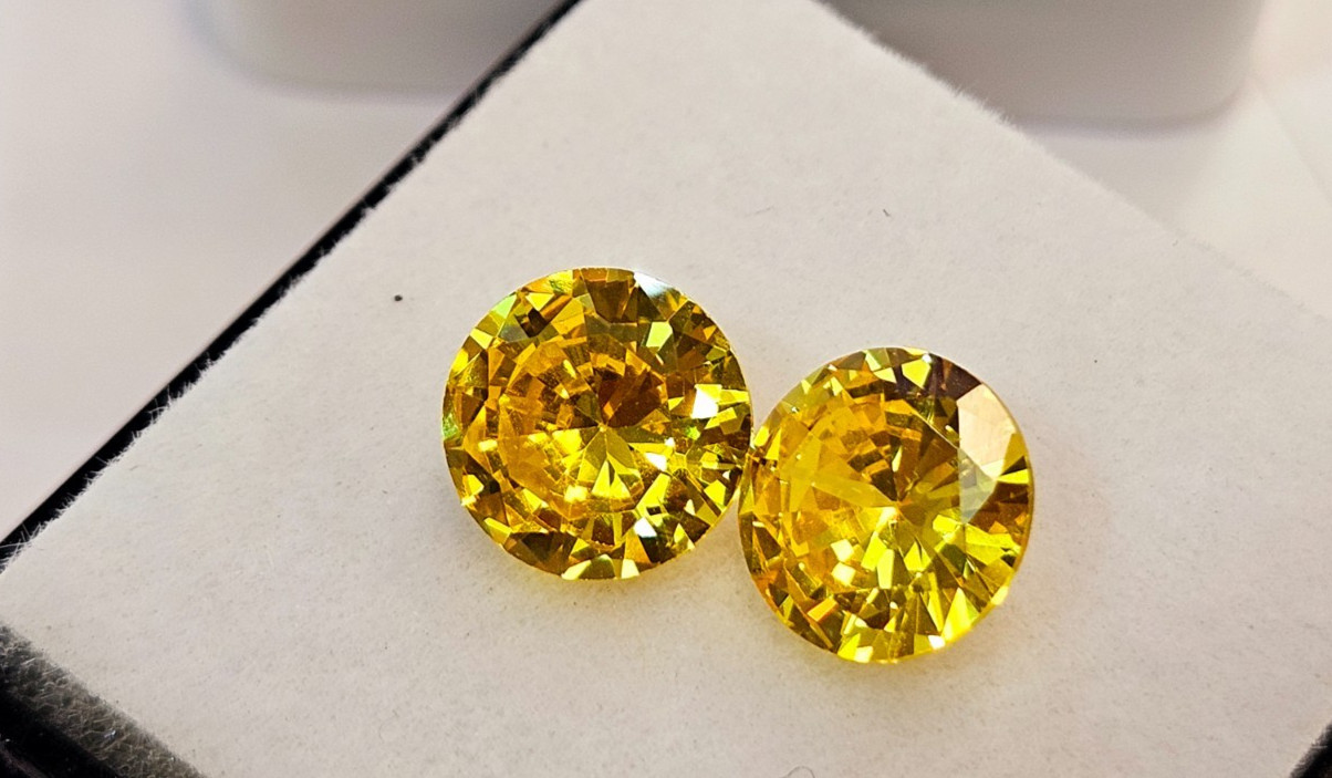 Yellow Zircon Round Cut 3+ Ct Pair For Earring Making Loose Gemstone