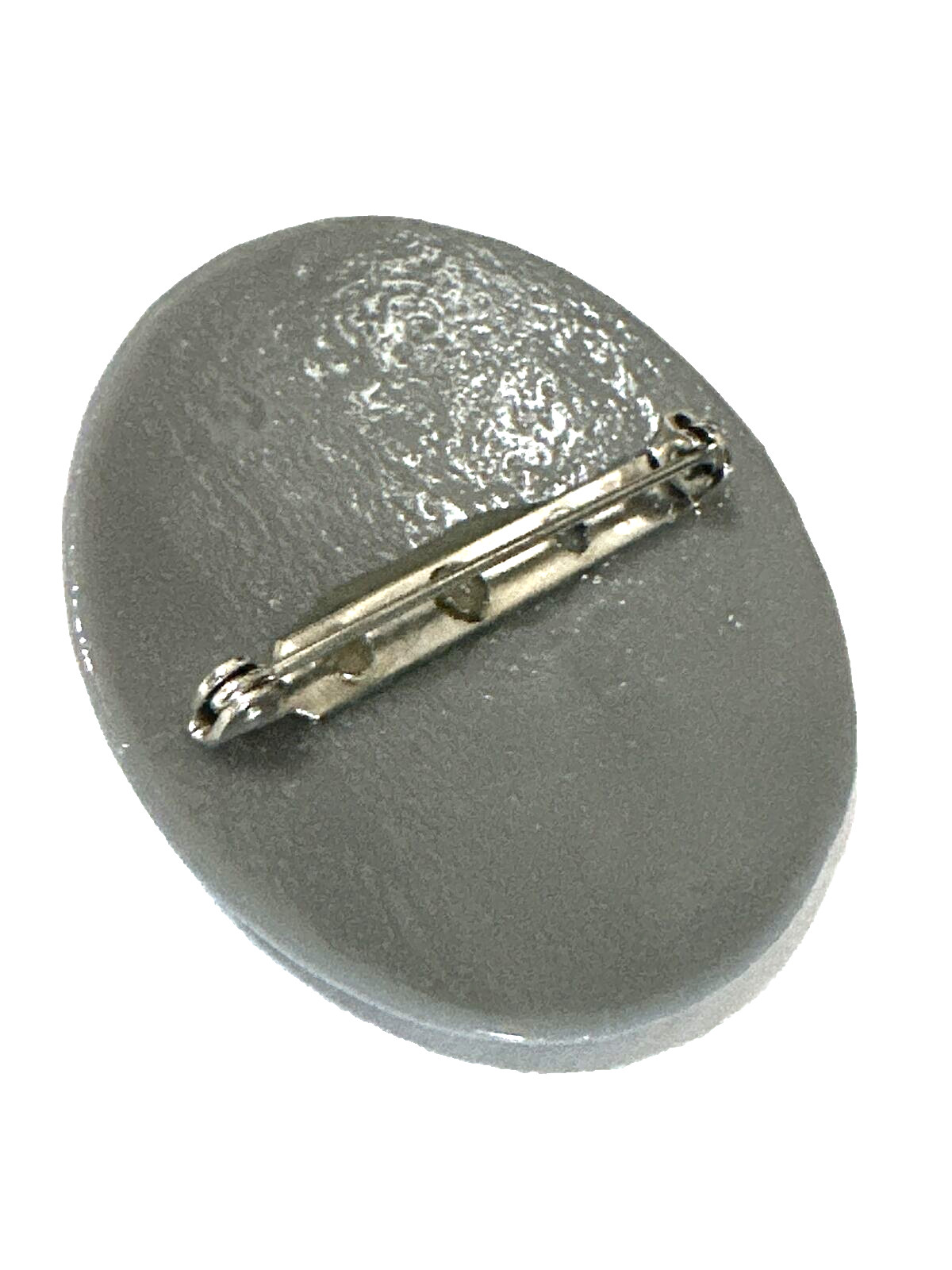 Vintage MCM Modernist Brooch Artisan Abstract Glass Pin Gray White Black 1.75″