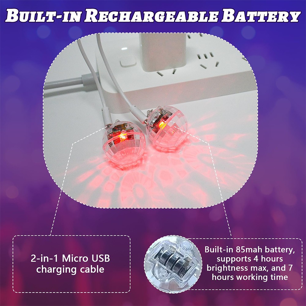 Disco Ball Earrings LED Rechargeable Women Light Up Party Gift 16 Lighting Modes