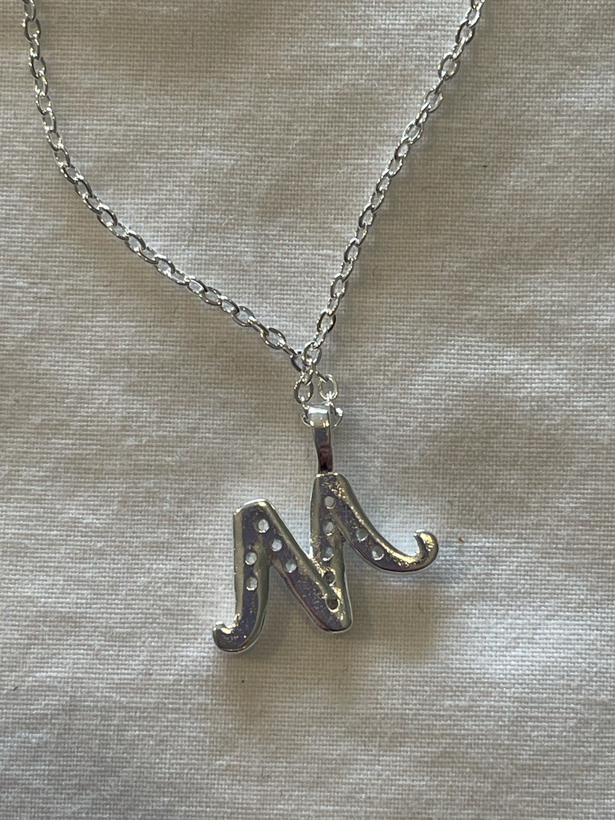 925 Sterling Silver Initial Necklaces For Women M Letter, 18 Inch Cable Chain