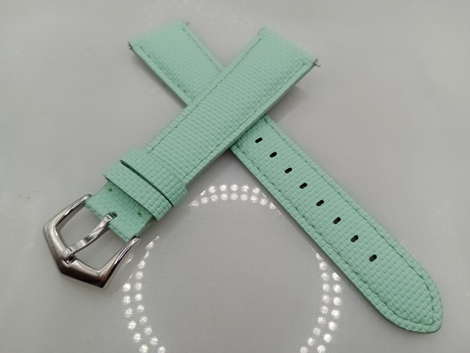 New 20mm Watchgecko Premium FKM Rubber Green Watch Strap Quick Release 6B447