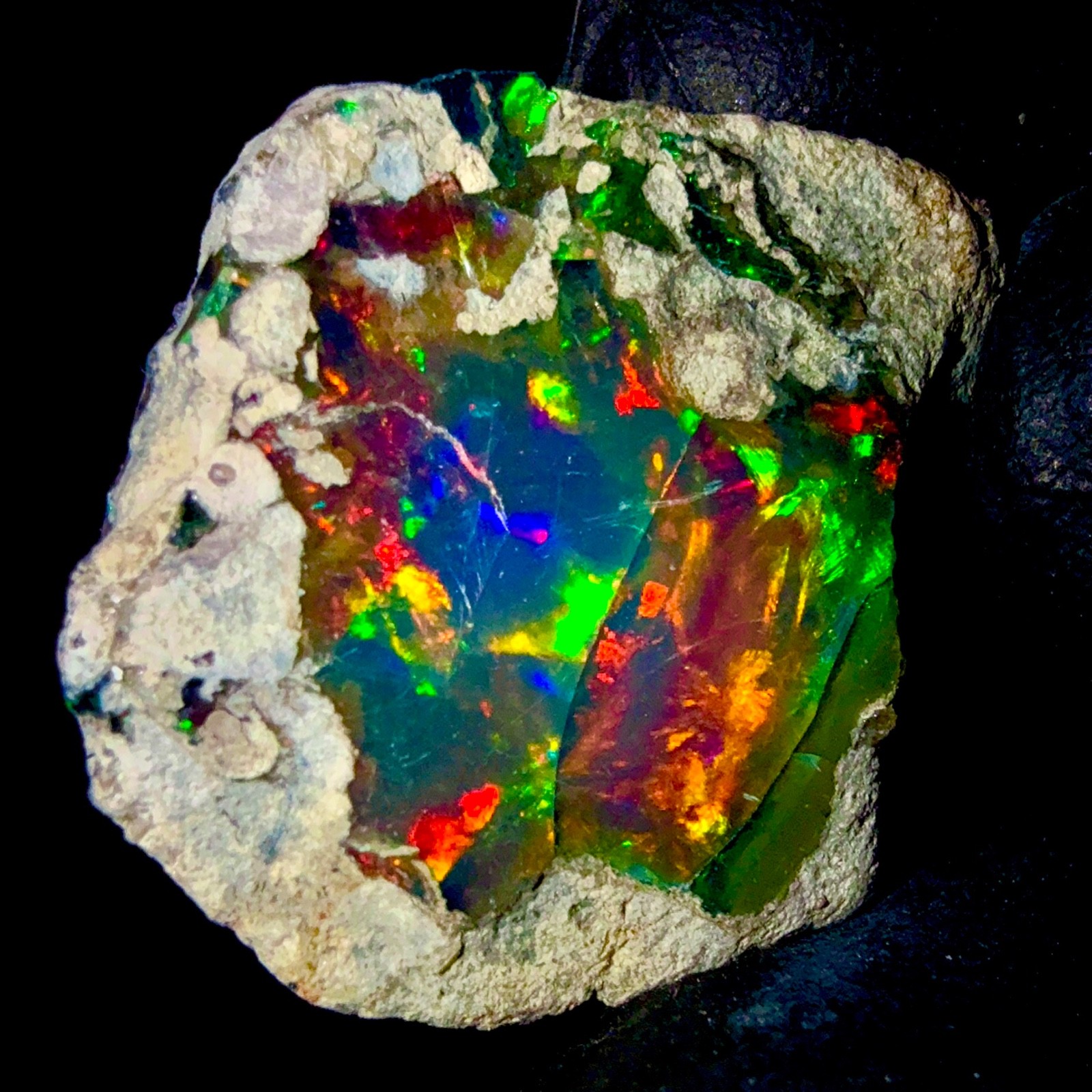 10 Ct Opal Rough, Jewelry Grade Black Welo Ethiopian Opal Rough, Multi Fire Opal
