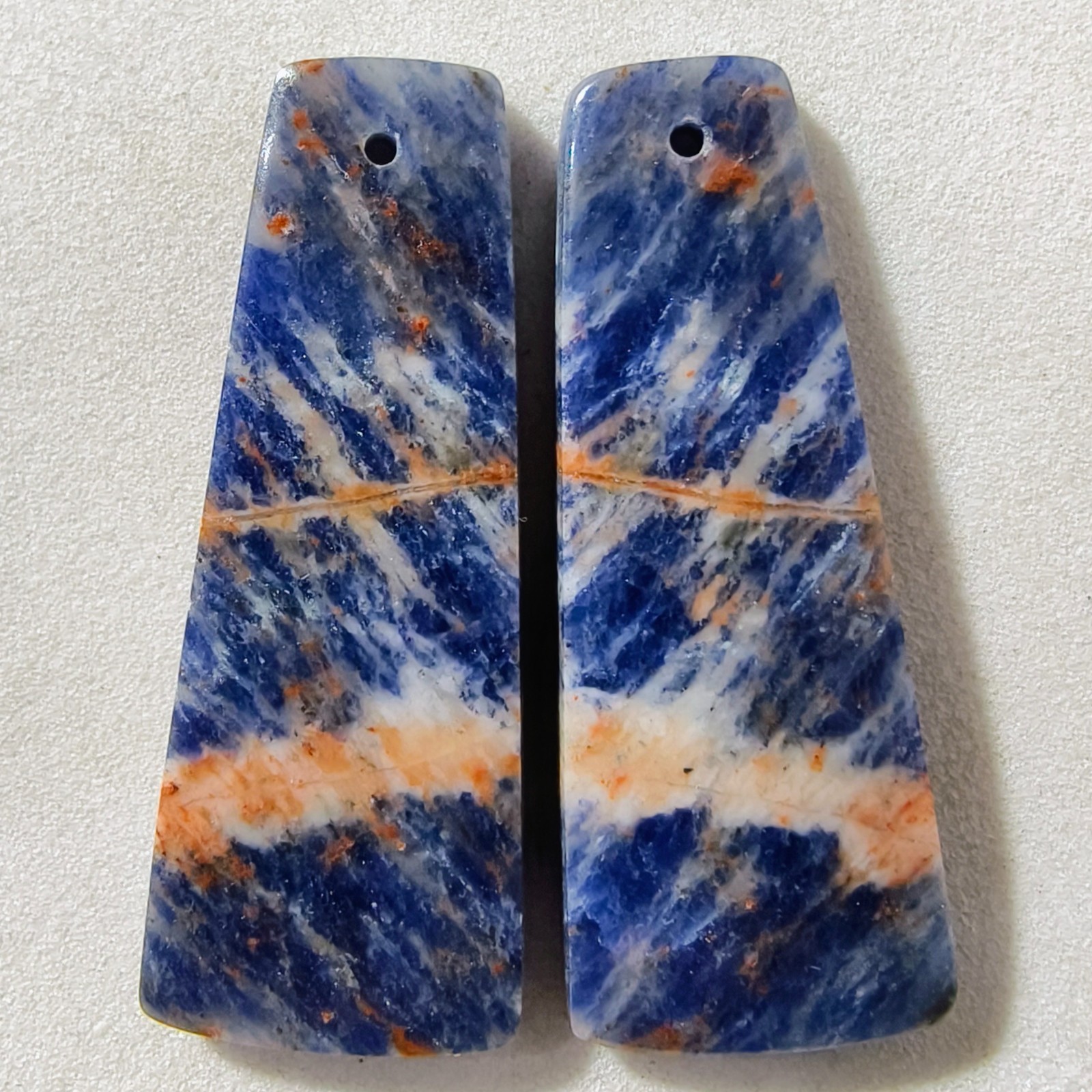 36 Cts Natural Sodalite Drilled Match Pair Cabochon Gemstone 35.6 X 14 MM