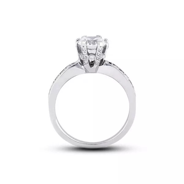 Engagement Ring 14K White Gold Vintage 1.45 Carat Round Lab-Grown Diamond E VS1