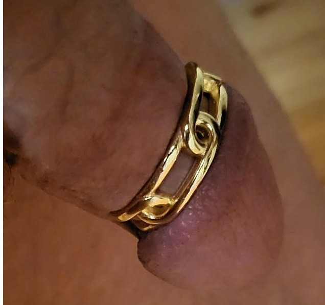 NEW HANDMADE Gold Paperclip Penis Glans Ring Solid Cuff Brand New!