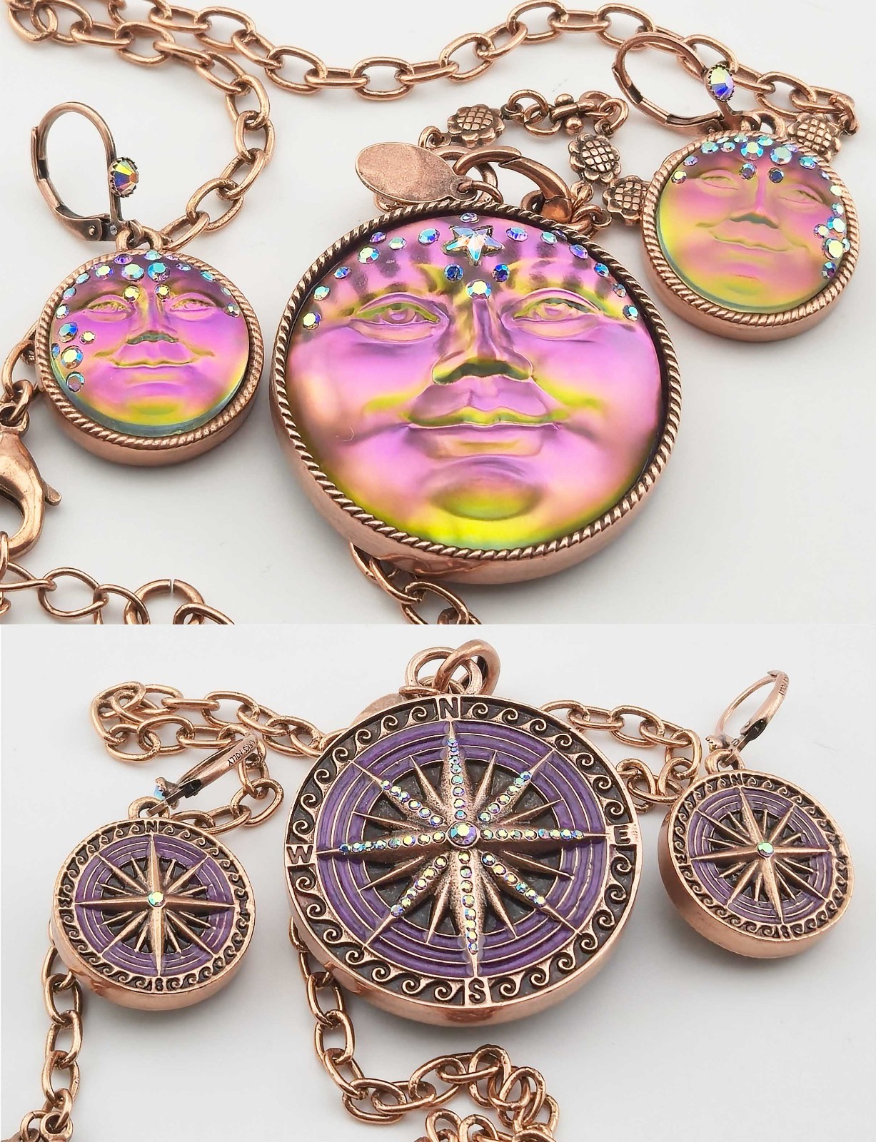Kirks Folly Mystic Venus Seaview Moon Compass Pendant Earrings Copper Necklace