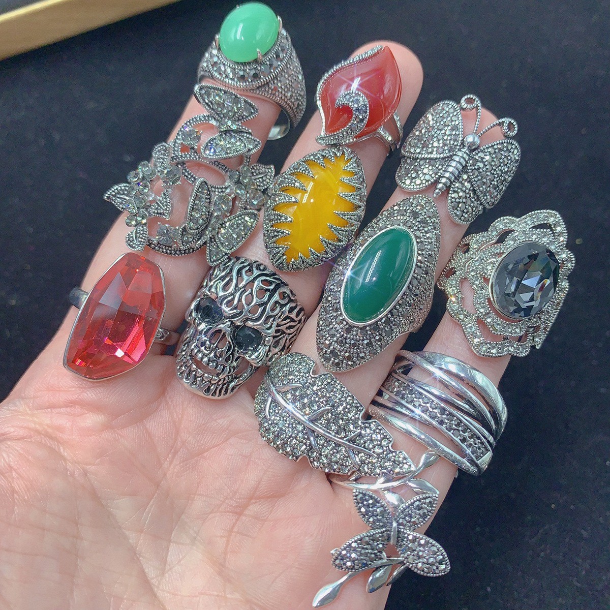 20Pcs Random Wedding Jewelry Cubic Zircon Rings Mixed Lots Lady’s Fashion Ring