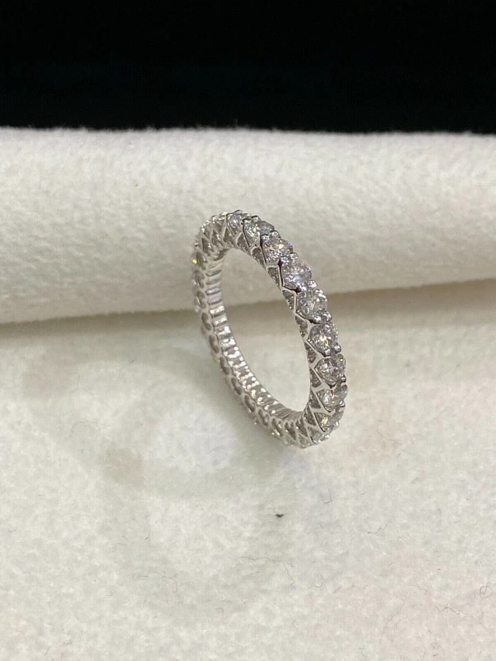 Diamond Eternity Band Round Cut 1.50 Ct 14k White Gold Lab Grown VVS E F CVD