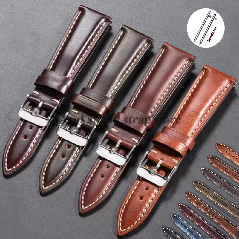 18mm 19mm 20mm 21mm 22mm Men’s Genuine Leather Watch Strap Band Quick Release